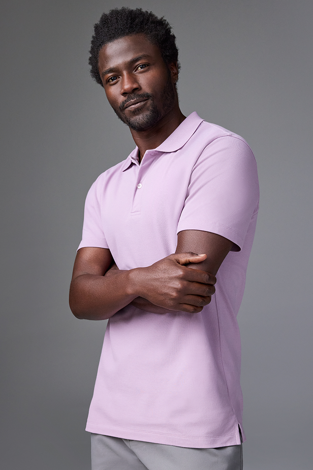 Man wearing Silver Pique Polo